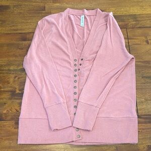 Zenana Outfitters Blush Button-Down Cardigan